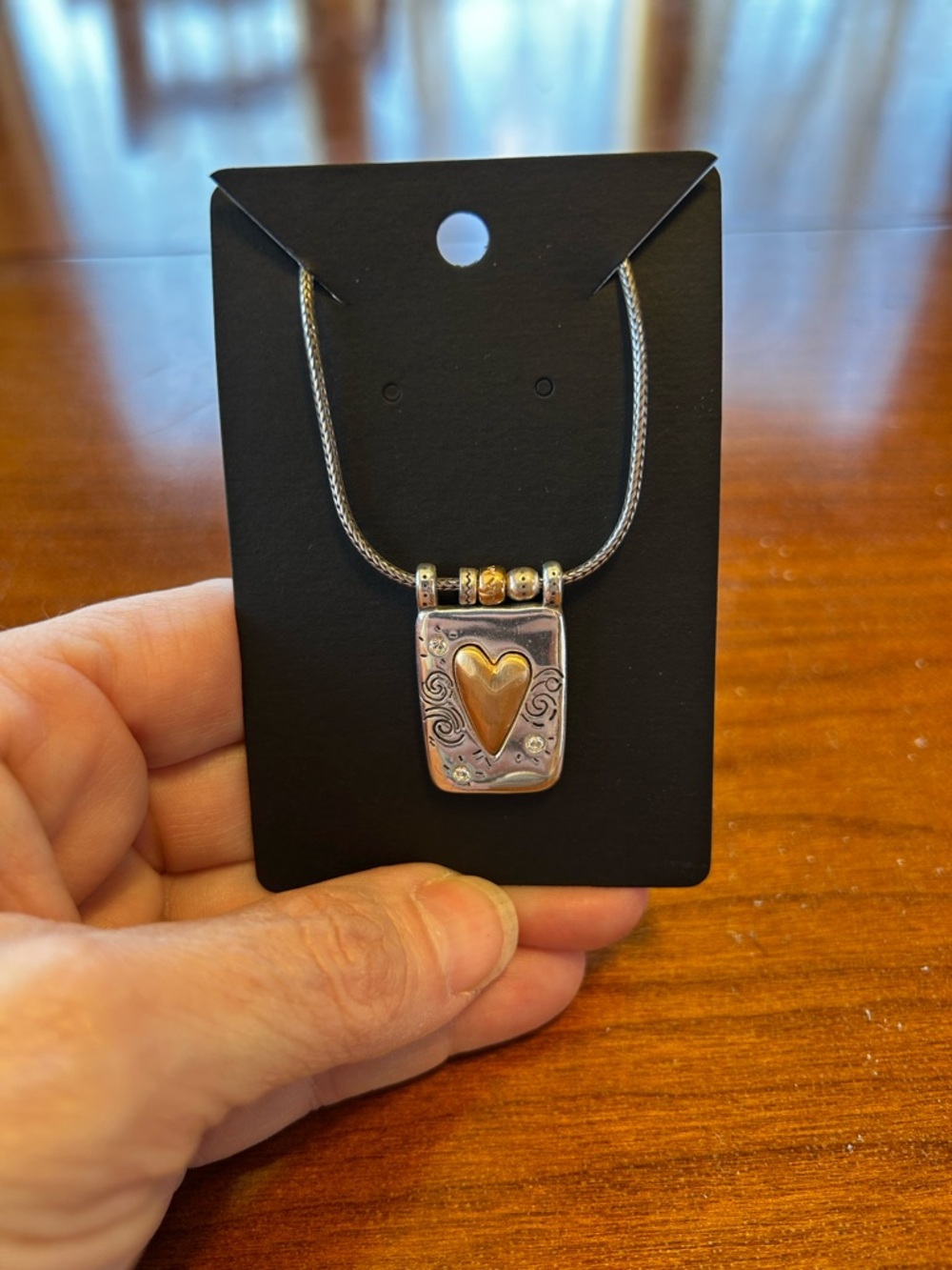 Brighton "Remember Your Heart" Two-Tone Pendant Necklace with Crystals - Picture 8 of 8